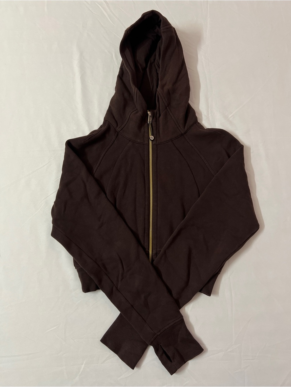 Lululemon Full Zip Up Cropped Crop Scuba Hoodie Jacket Brown Expresso